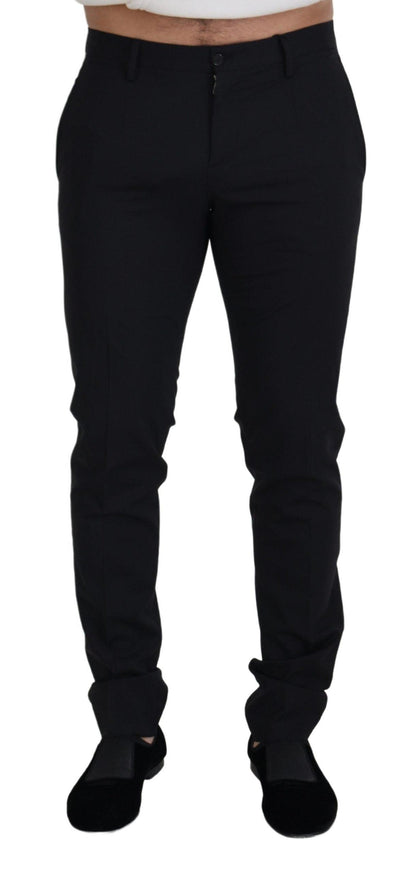 Dolce & Gabbana Black Wool Chino Formal Pants - Ellie Belle