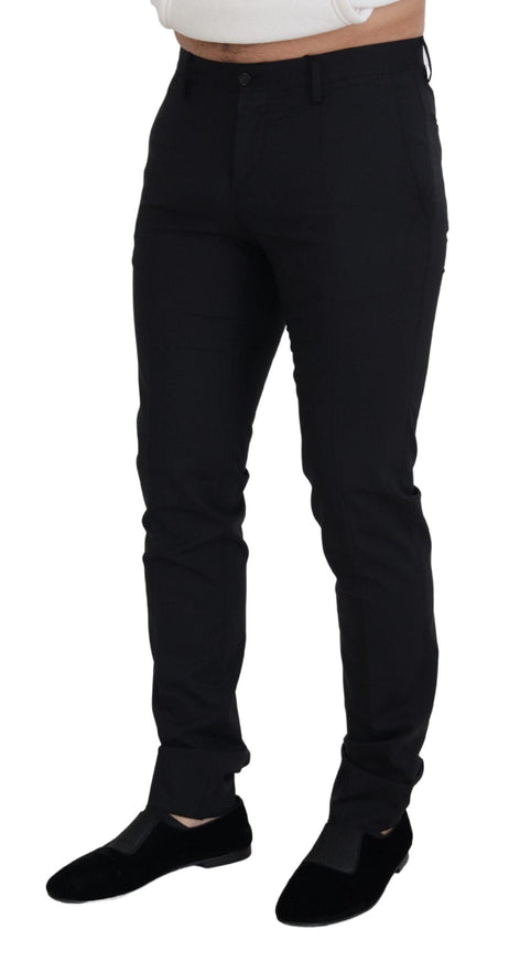 Dolce & Gabbana Black Wool Chino Formal Pants - Ellie Belle