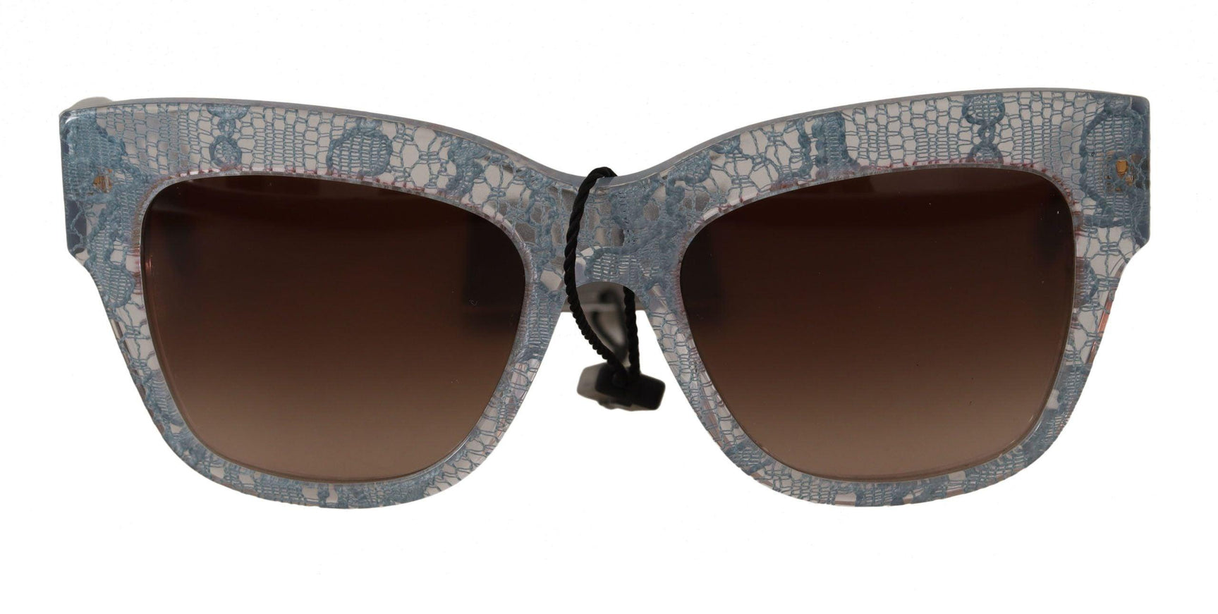 Dolce & Gabbana Blue Lace Acetate Rectangle Shades Sunglasses - Ellie Belle