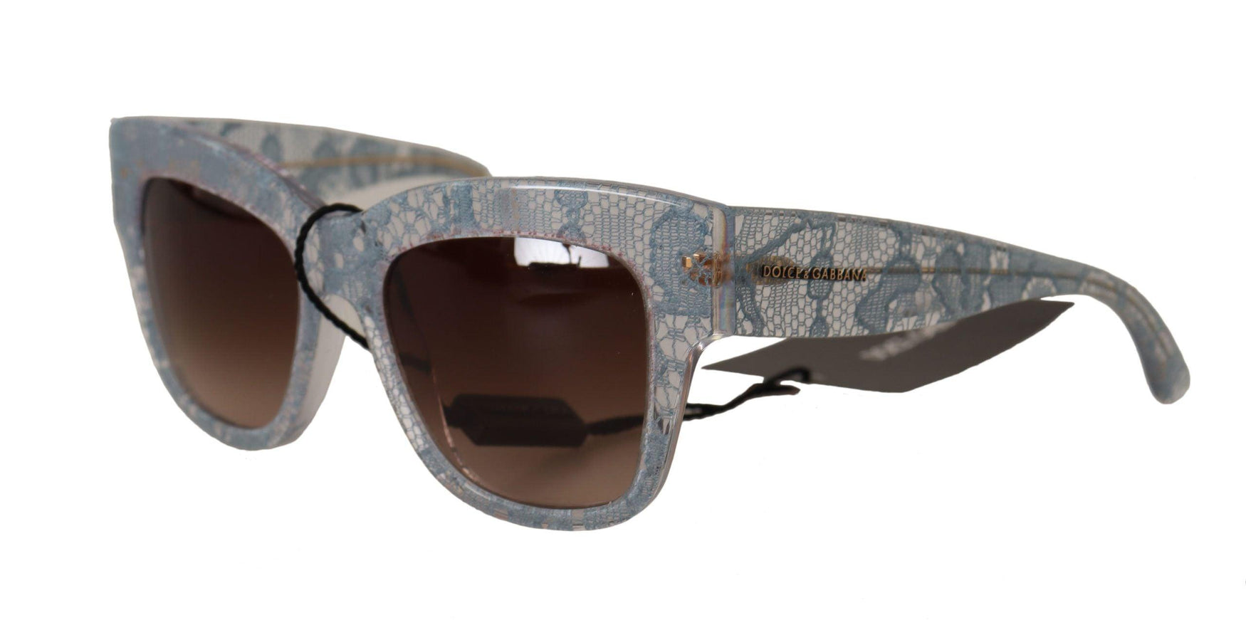 Dolce & Gabbana Blue Lace Acetate Rectangle Shades Sunglasses - Ellie Belle