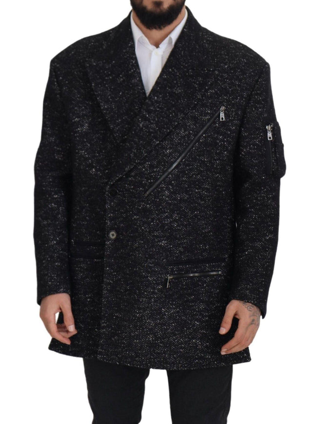 Dolce & Gabbana Black Wool Double Breasted Coat Men Jacket - Ellie Belle