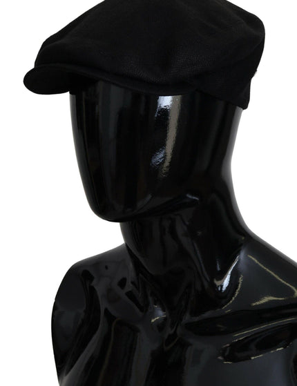 Dolce & Gabbana Black Solid Linen Blend Newsboy Men Hat - Ellie Belle