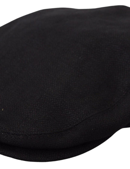 Dolce & Gabbana Black Solid Linen Blend Newsboy Men Hat - Ellie Belle