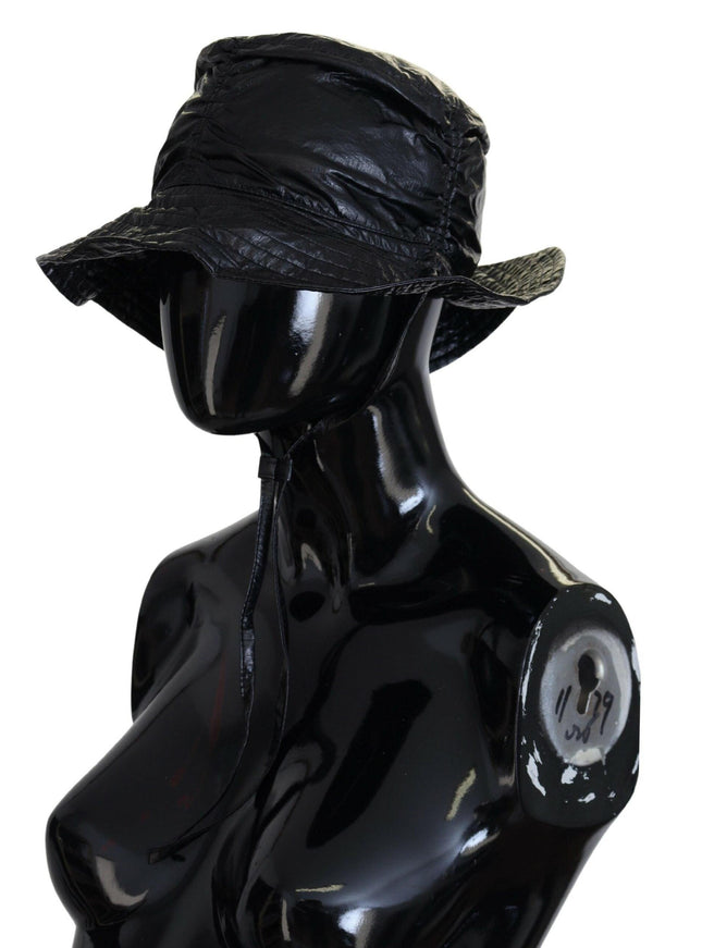 Dolce & Gabbana Black Quilted Faux Leather Women Bucket Cap Hat - Ellie Belle