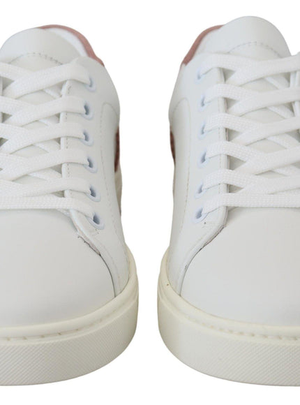 Dolce & Gabbana White Pink Leather Low Top Sneakers Shoes