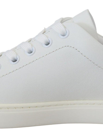 Dolce & Gabbana White Pink Leather Low Top Sneakers Shoes