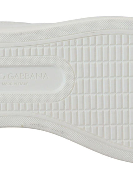 Dolce & Gabbana White Pink Leather Low Top Sneakers Shoes