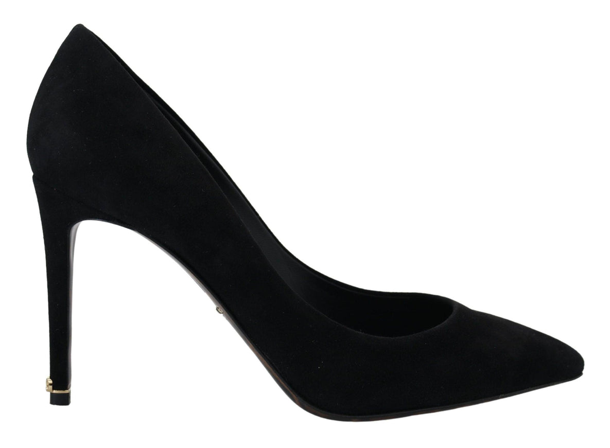 Dolce & Gabbana Black Suede High Heels Pumps Classic Shoes - Ellie Belle