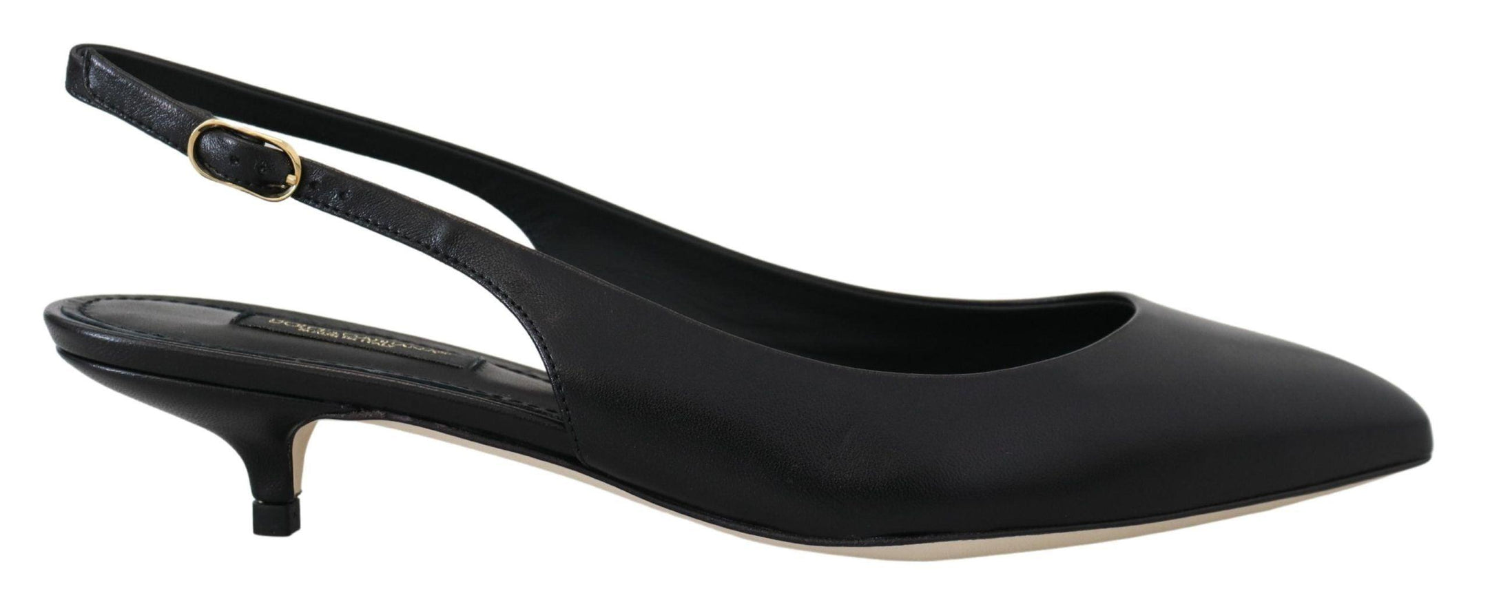 Dolce & Gabbana Black Leather Slingbacks Heels Pumps Shoes - Ellie Belle