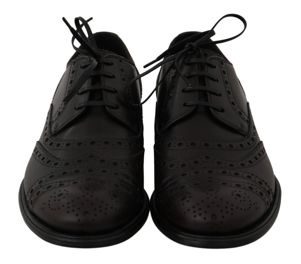 Dolce & Gabbana Black Leather Wingtip Oxford Dress Shoes - Ellie Belle