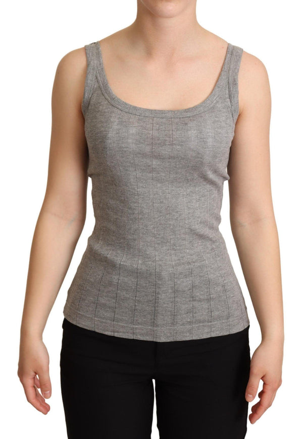 Dolce & Gabbana Gray Cotton Modal Canotta Tank Top T-shirt - Ellie Belle