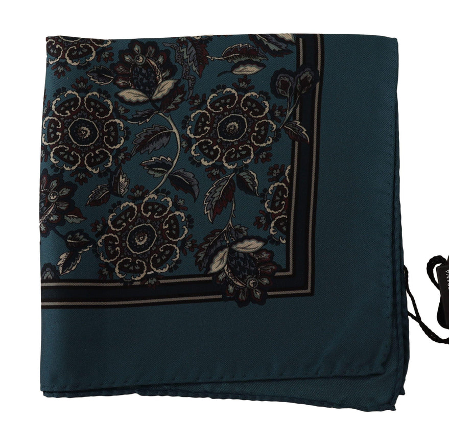 Dolce & Gabbana Blue Floral Silk Square Handkerchief Scarf - Ellie Belle