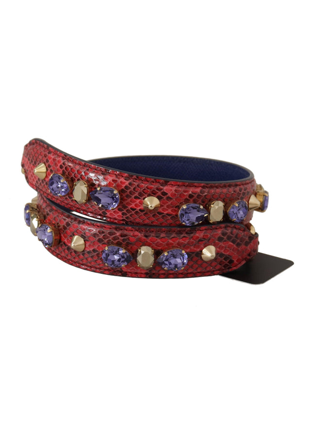 Dolce & Gabbana Red Exotic Leather Crystals Bag Shoulder Strap - Ellie Belle