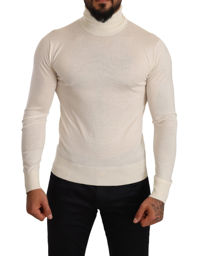 Dolce & Gabbana Cream Cashmere Turtleneck Pullover Sweater - Ellie Belle