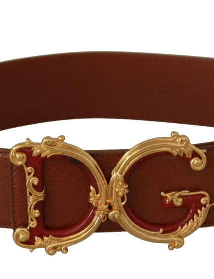 Dolce & Gabbana Brown Wide Waist Leather DG Logo Baroque Buckle Belt
