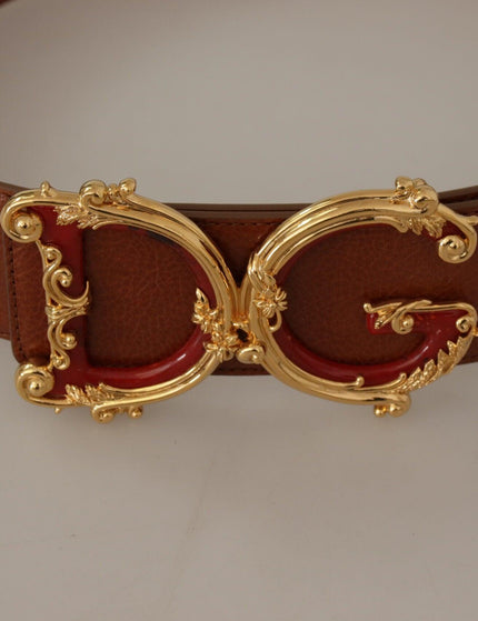 Dolce & Gabbana Brown Wide Waist Leather DG Logo Baroque Buckle Belt