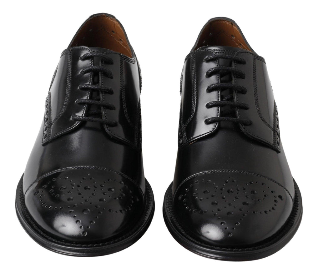 Dolce & Gabbana Black Leather Oxford Wingtip Formal Derby Shoes - Ellie Belle