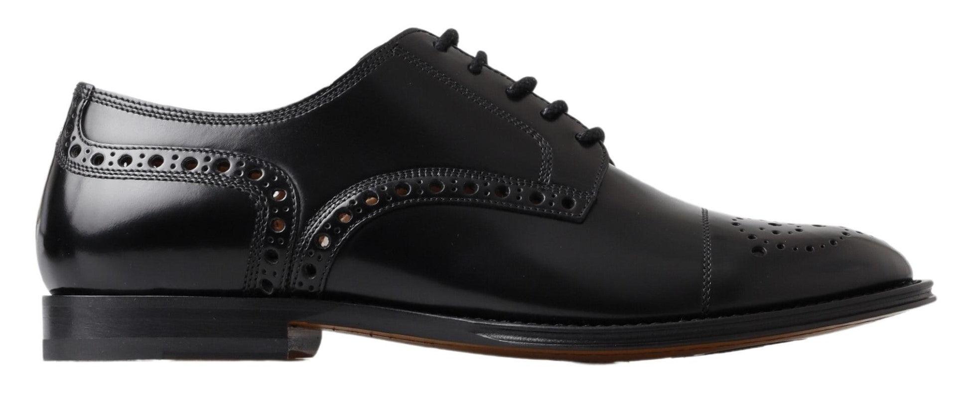 Dolce & Gabbana Black Leather Oxford Wingtip Formal Derby Shoes - Ellie Belle