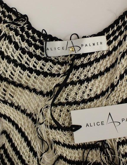 Alice Palmer Black Chainette Knit Striped Assymetrical Dress - Ellie Belle