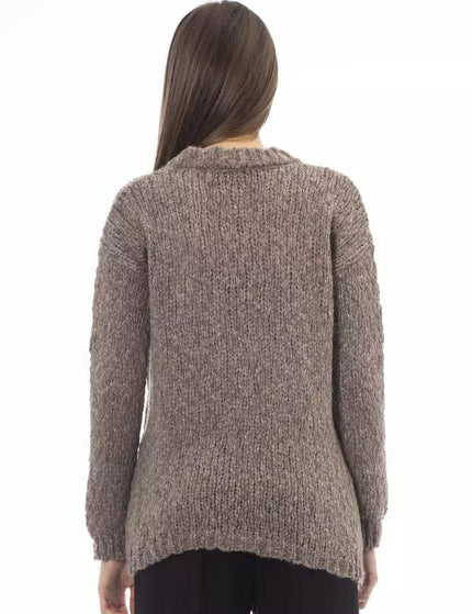 Alpha Studio Brown Alpaca Leather Sweater - Ellie Belle