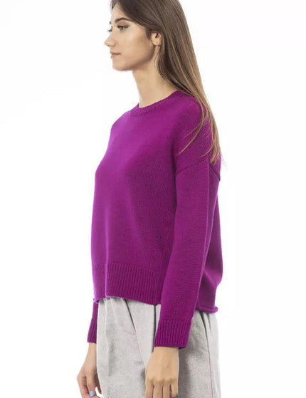 Alpha Studio Purple Merino Wool Sweater - Ellie Belle