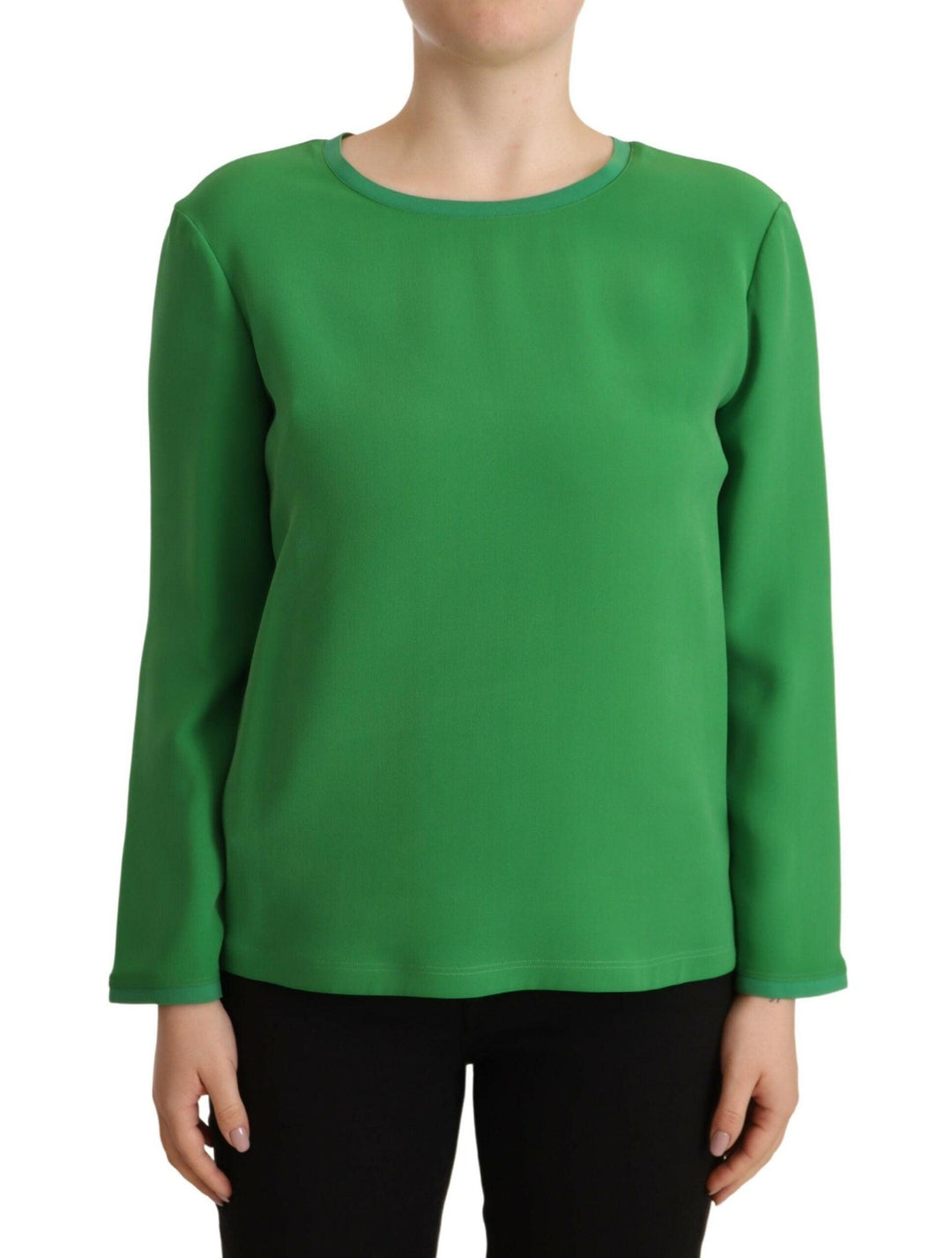 Armani Green Silk Long Sleeves Round Neck Sweater - Ellie Belle