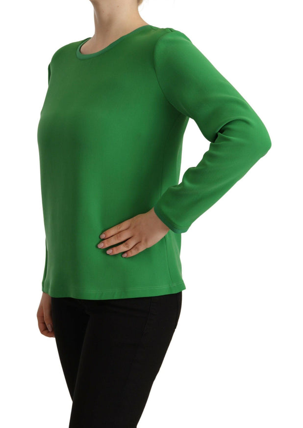 Armani Green Silk Long Sleeves Round Neck Sweater - Ellie Belle