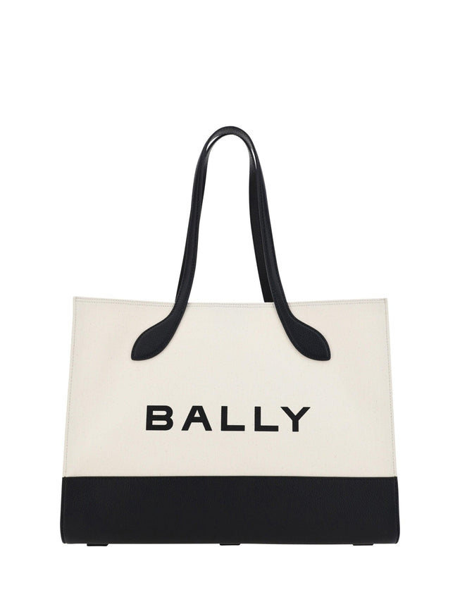 Bally White and Black Leather Tote Shoulder Bag - Ellie Belle