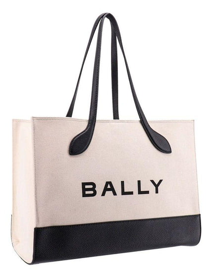 Bally White and Black Leather Tote Shoulder Bag - Ellie Belle