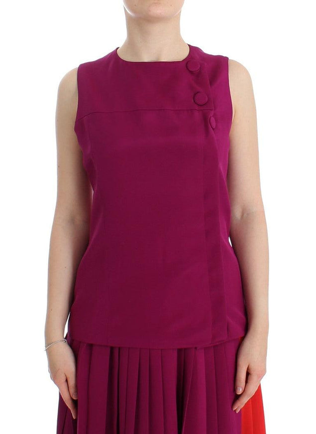 Barbara Casasola Purple Silk Sleeveless Blouse Top - Ellie Belle