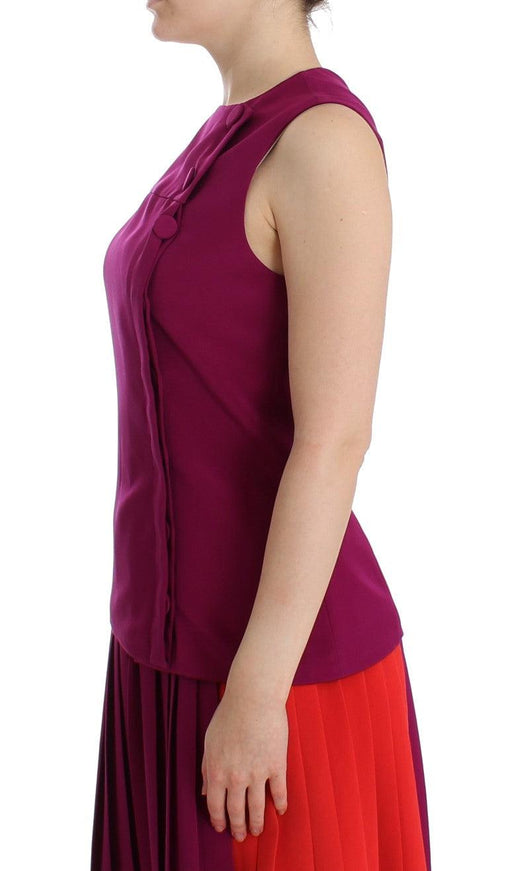 Barbara Casasola Purple Silk Sleeveless Blouse Top - Ellie Belle