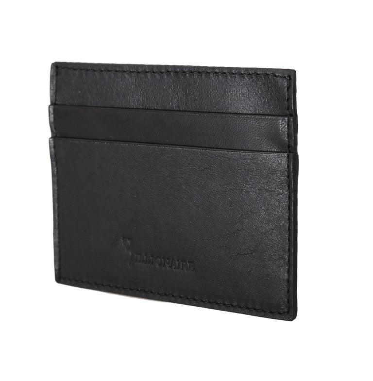 Billionaire Italian Couture Black Leather Cardholder Wallet - Ellie Belle