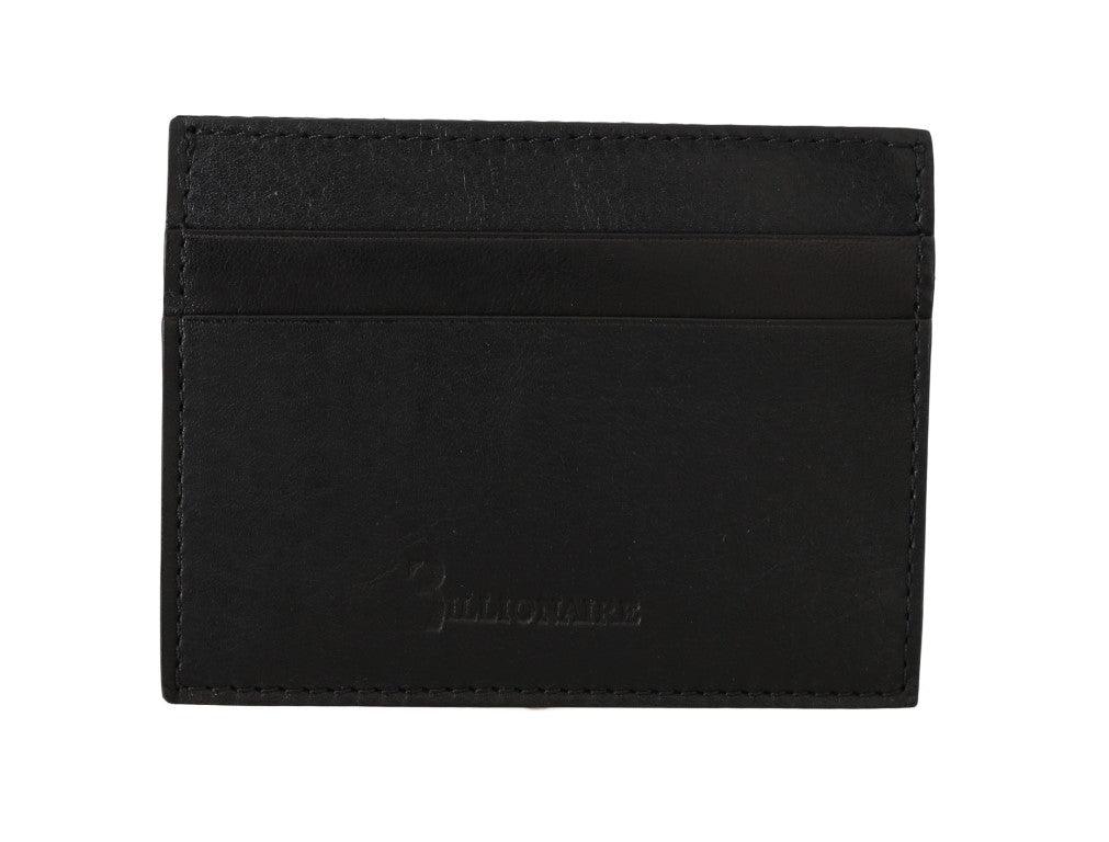 Billionaire Italian Couture Black Leather Cardholder Wallet - Ellie Belle