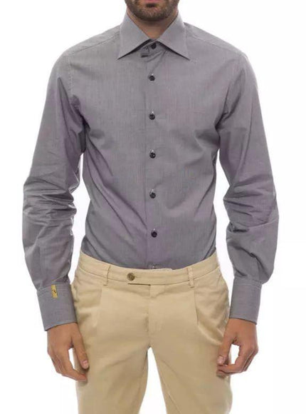 Billionaire Italian Couture White Cotton Shirt In Gray Stripes