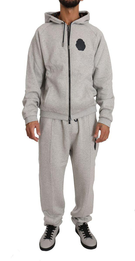 Billionaire Italian Couture Gray Cotton Sweater Pants Tracksuit Set - Ellie Belle