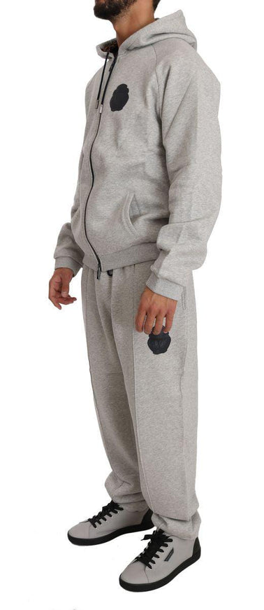 Billionaire Italian Couture Gray Cotton Sweater Pants Tracksuit Set - Ellie Belle