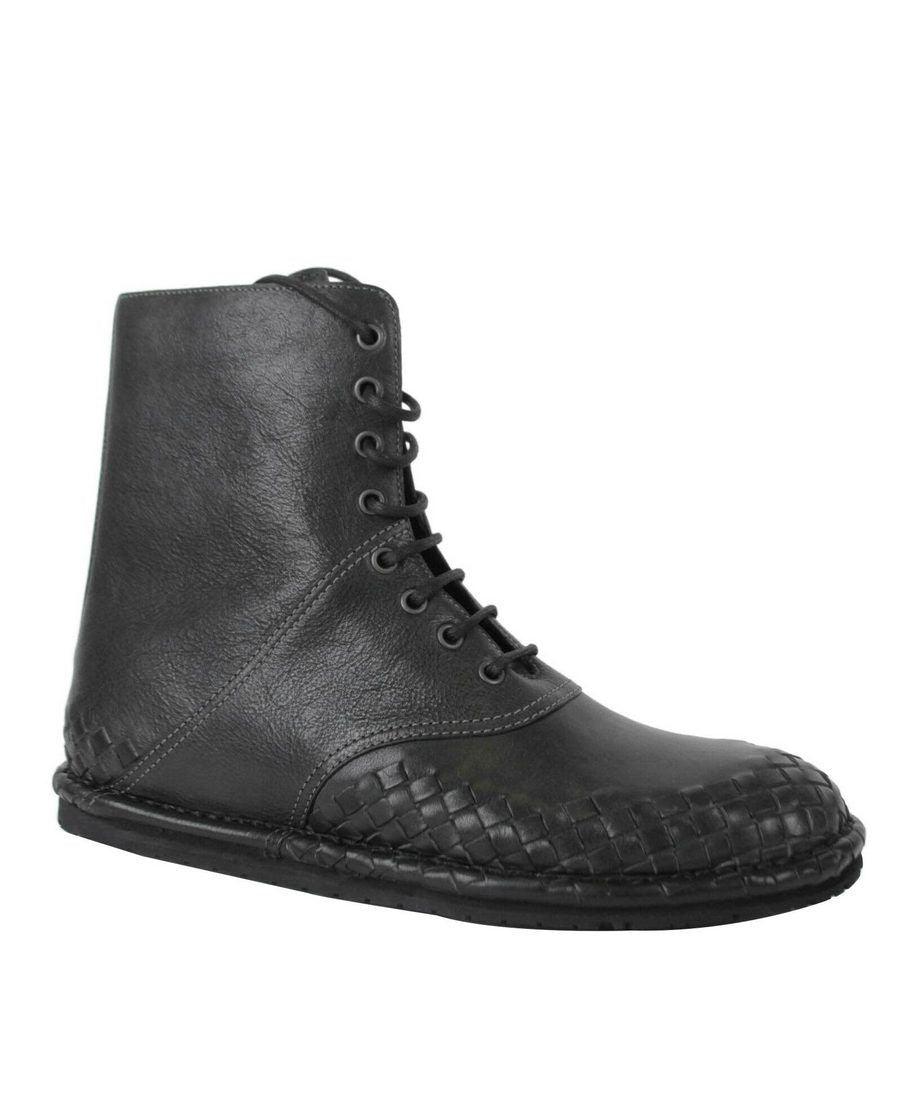 Bottega Veneta Bottega Veneta Men's Dark Gray Leather Side Zipper Boots - Ellie Belle