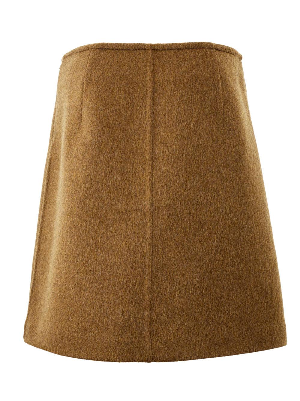 Bottega Veneta Brown Wool Mohair Skirt - Ellie Belle