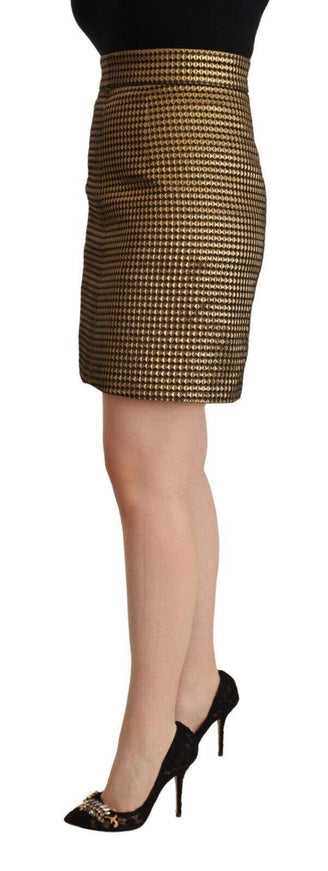 Boutique Moschino Black Gold A-line Above Knee Casual Skirt - Ellie Belle