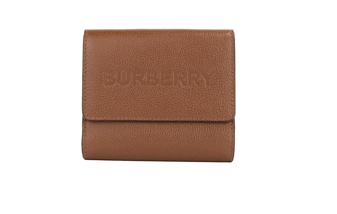 Burberry Luna Tan Grained Leather Small Coin Pouch Snap Wallet - Ellie Belle