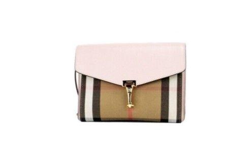 Burberry Macken Small Pale Orchid House Check Derby Leather Crossbody Bag Purse - Ellie Belle