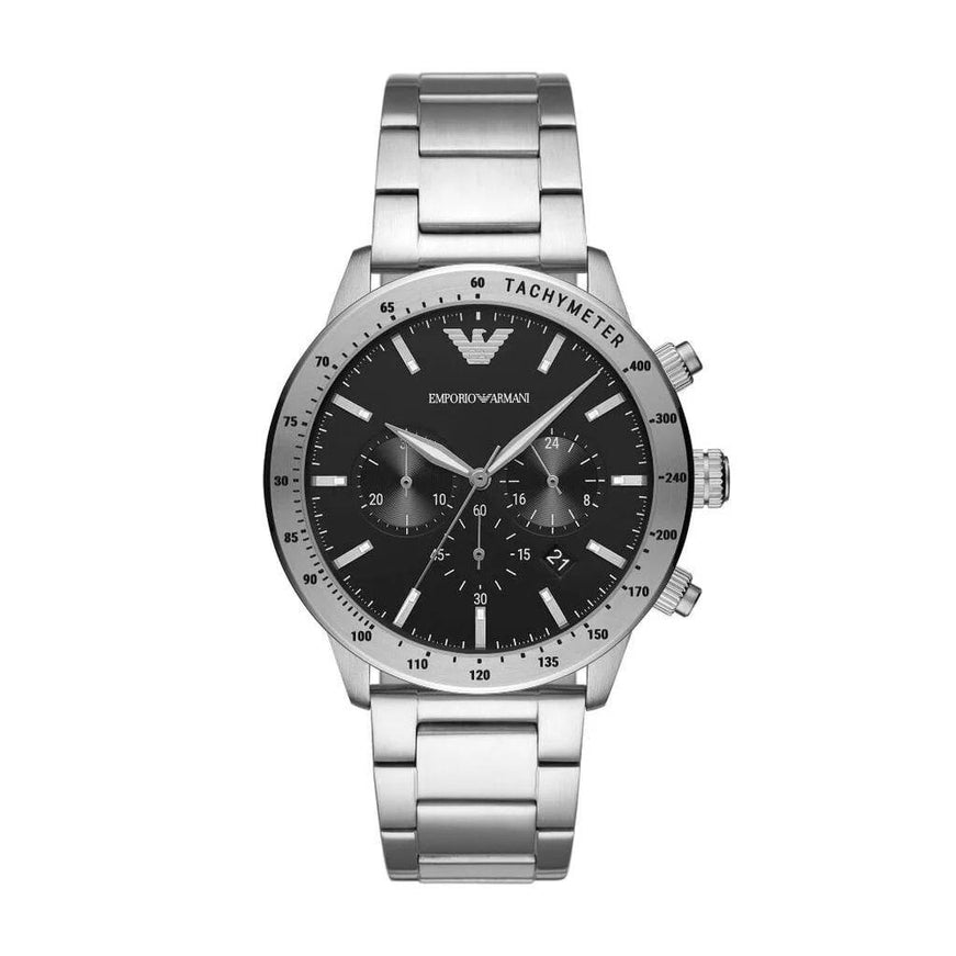 Emporio Armani Silver Steel Chronograph Watch - Ellie Belle