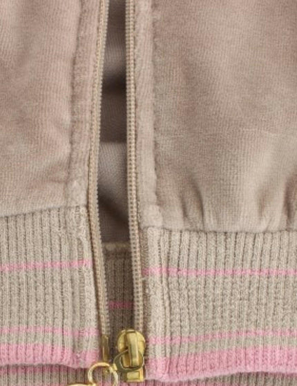Cavalli Beige velvet zipup sweater - Ellie Belle