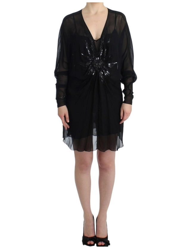 Cavalli Black long sleeve silk dress - Ellie Belle