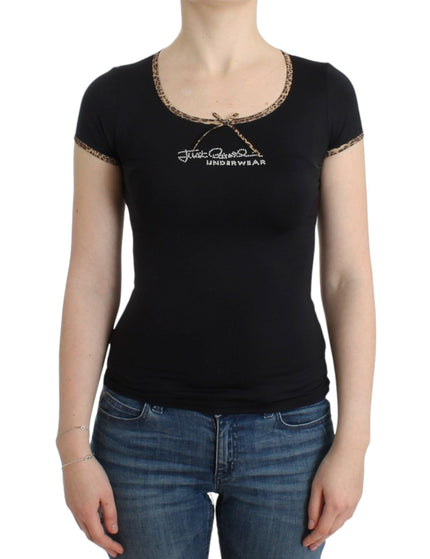 Cavalli Black Nylon Top T-Shirt - Ellie Belle