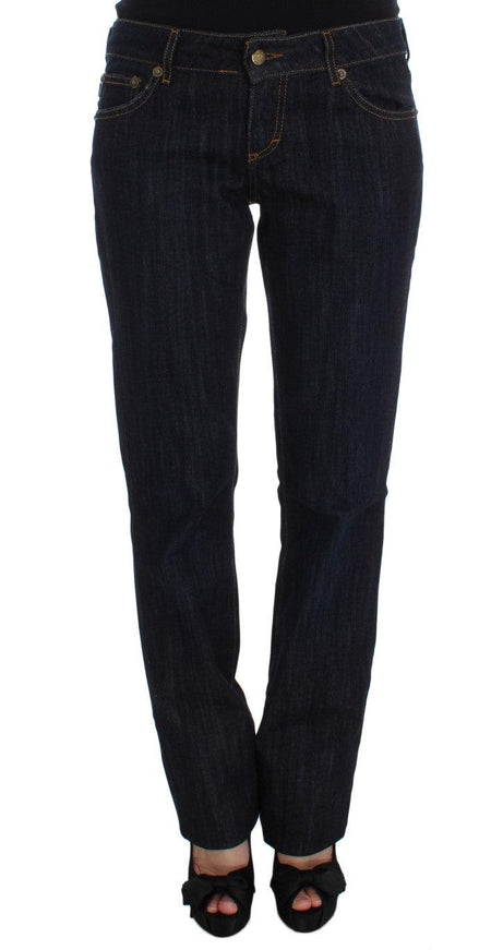 Cavalli Blue Cotton Straight Fit Stretch Jeans