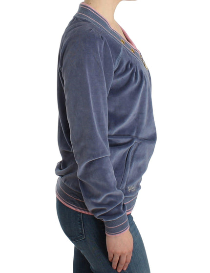 Cavalli Blue velvet zipup sweater - Ellie Belle