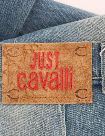Cavalli Blue Wash Cotton Blend Wide Legs Jeans - Ellie Belle