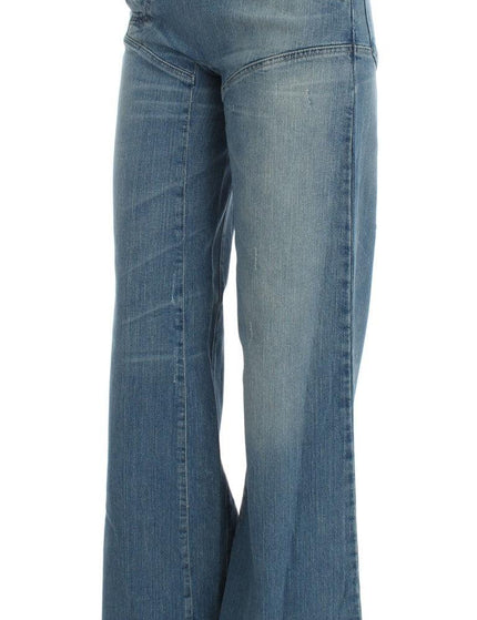 Cavalli Blue Wash Cotton Blend Wide Legs Jeans - Ellie Belle