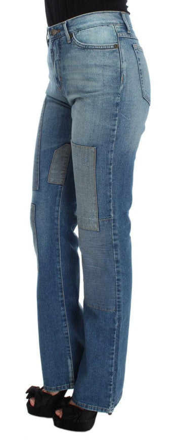 Cavalli Blue Wash Cotton Slim Fit Bootcut Jeans